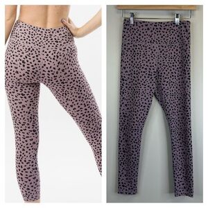 ZYIA Active 2 Mauve Leggings Black Spots Leopard Jaguar Print Yoga Run Hiking